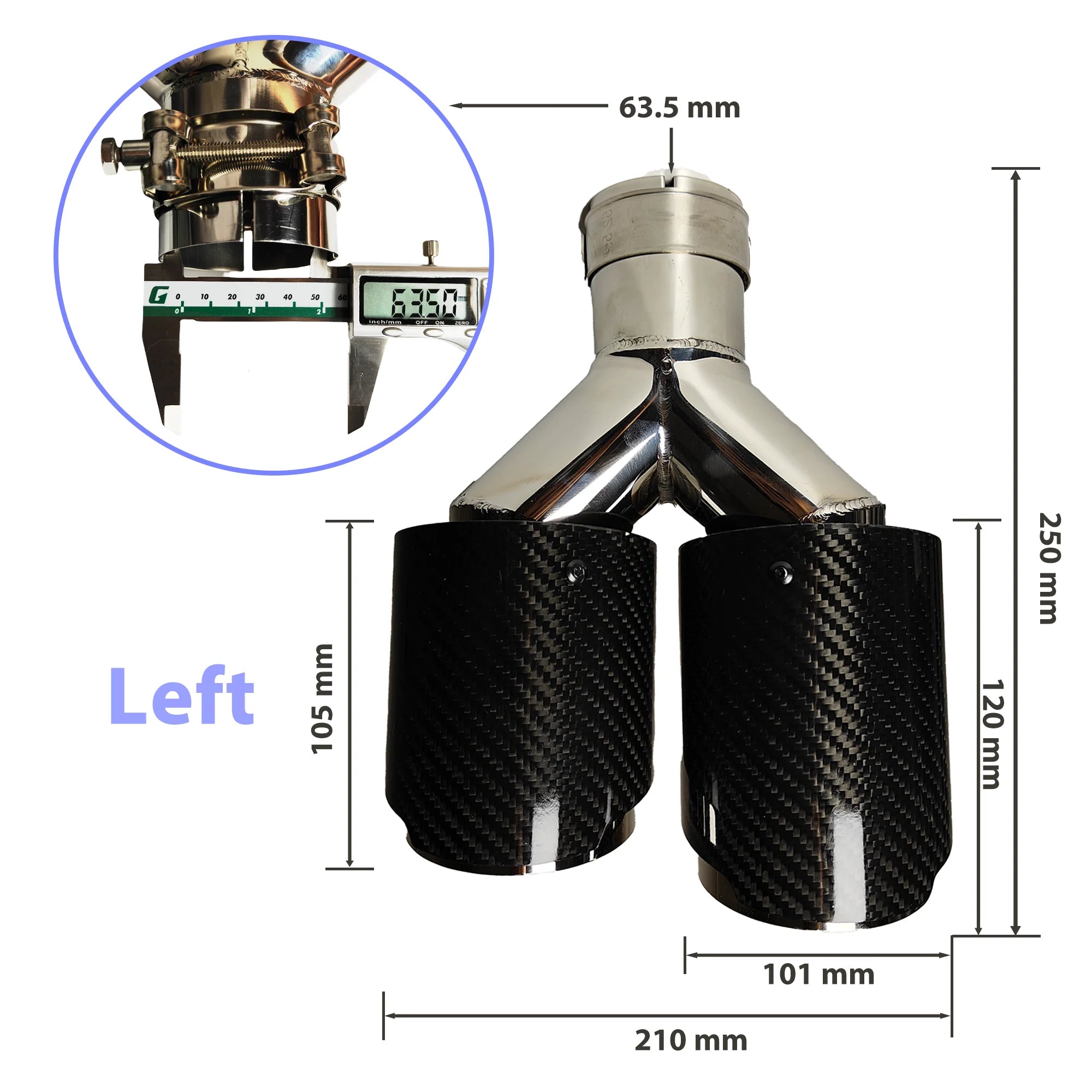 Cola de escape doble punta inox
