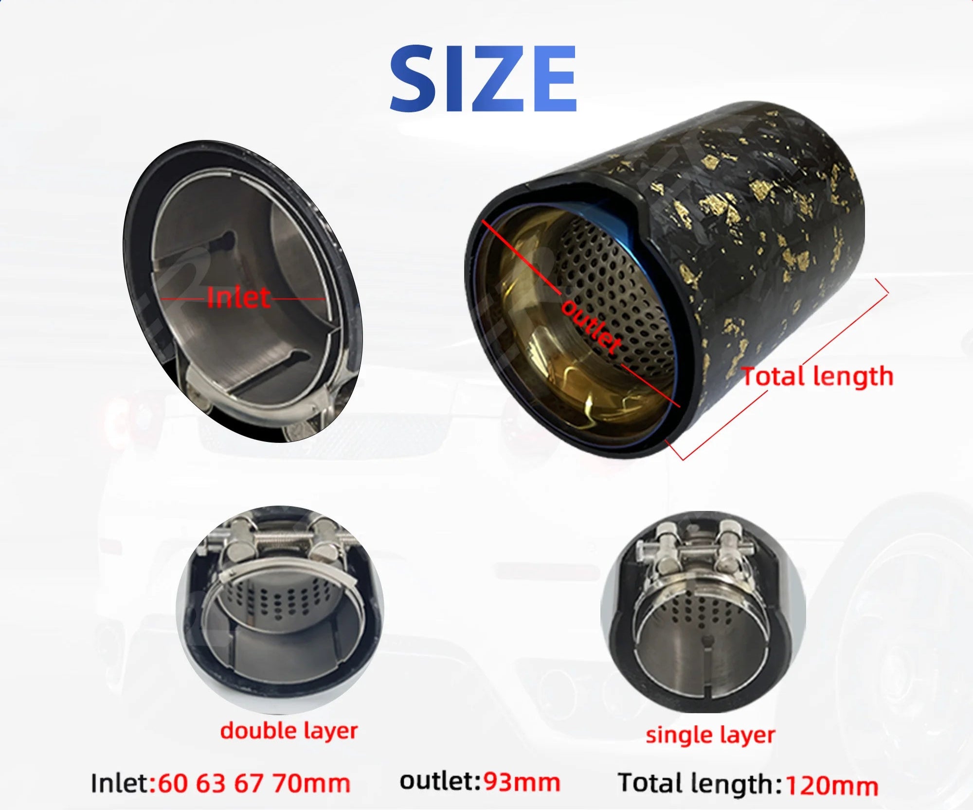 Cola de escape carbono forjado metal titanio