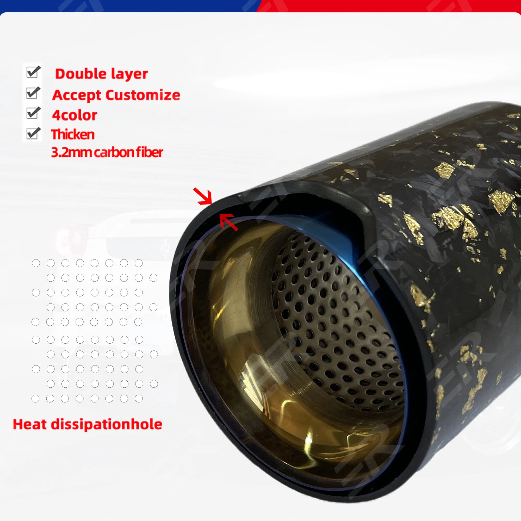 Cola de escape carbono forjado metal titanio