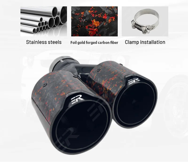 Cola de escape doble salida en carbono forjado