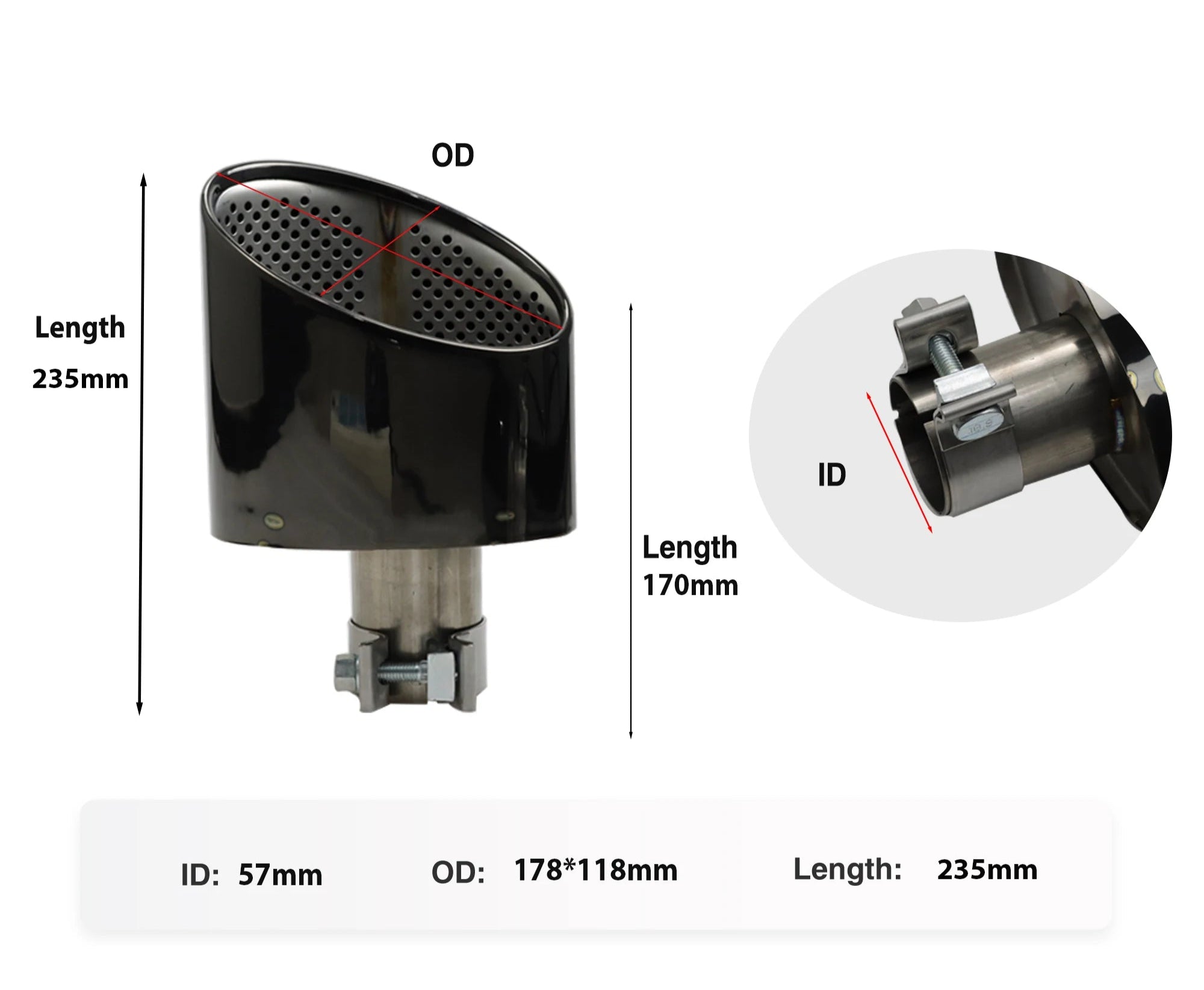 Cola de escape ovalada metal