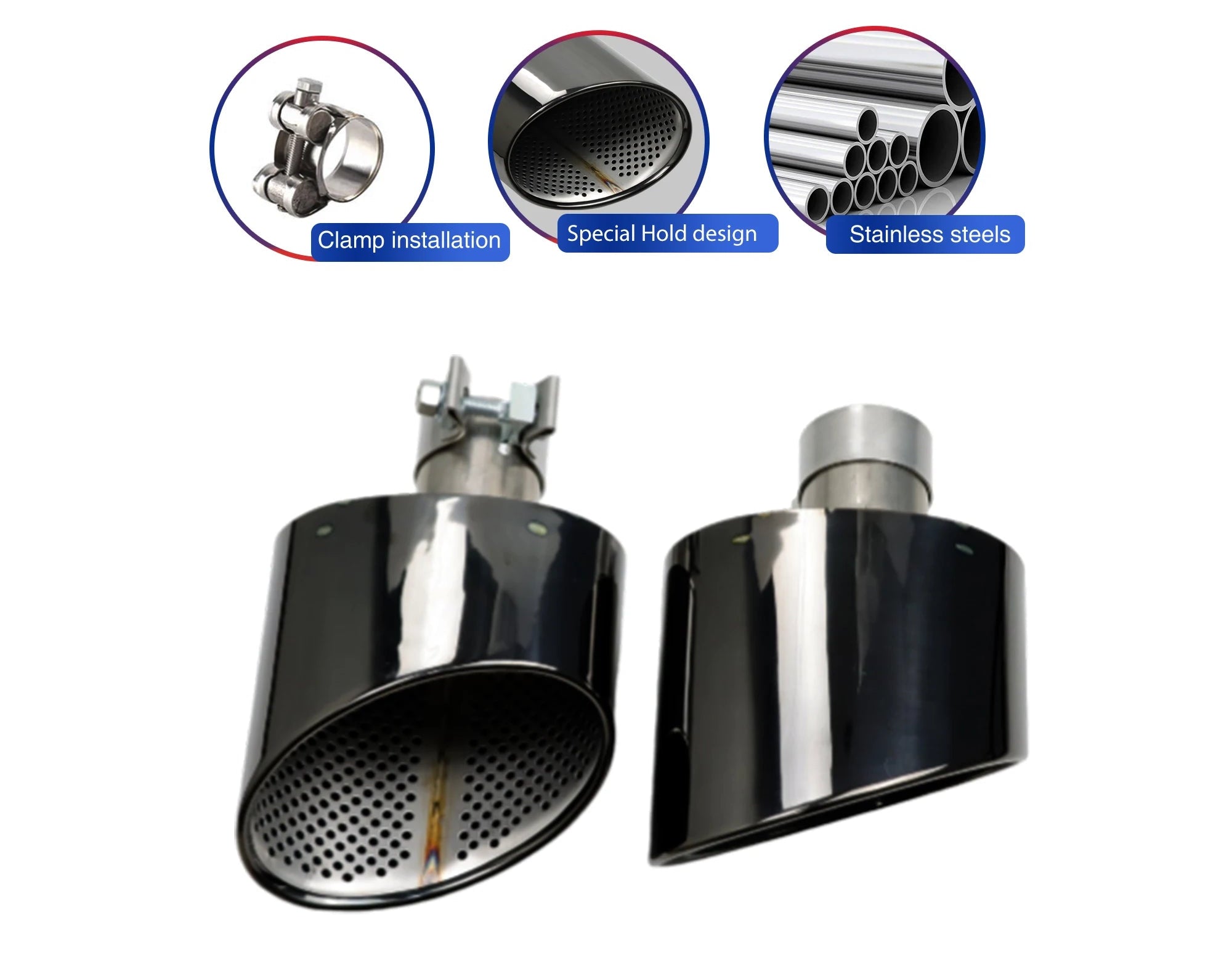 Cola de escape ovalada metal