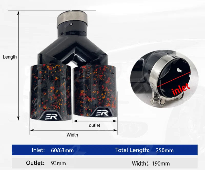 Cola de escape doble salida en carbono forjado