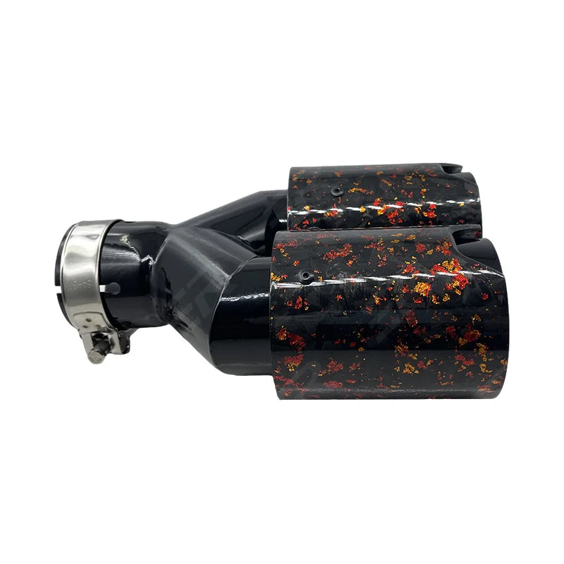 Cola de escape doble salida en carbono forjado