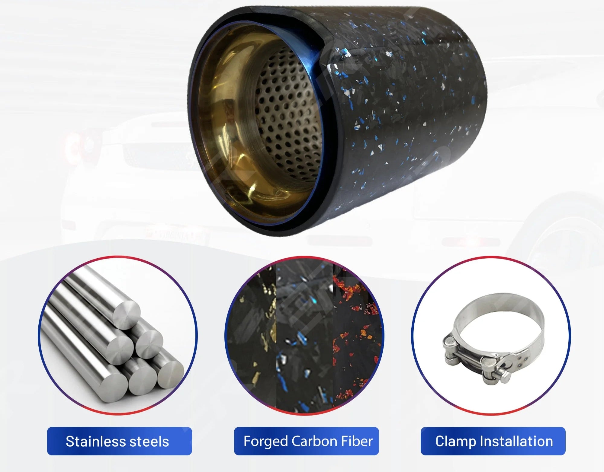 Cola de escape carbono forjado metal titanio