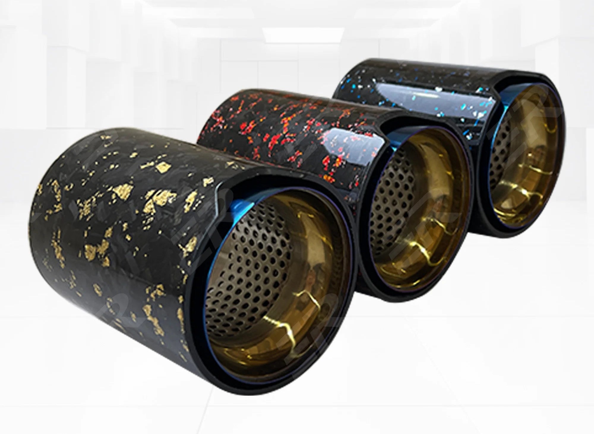 Cola de escape carbono forjado metal titanio