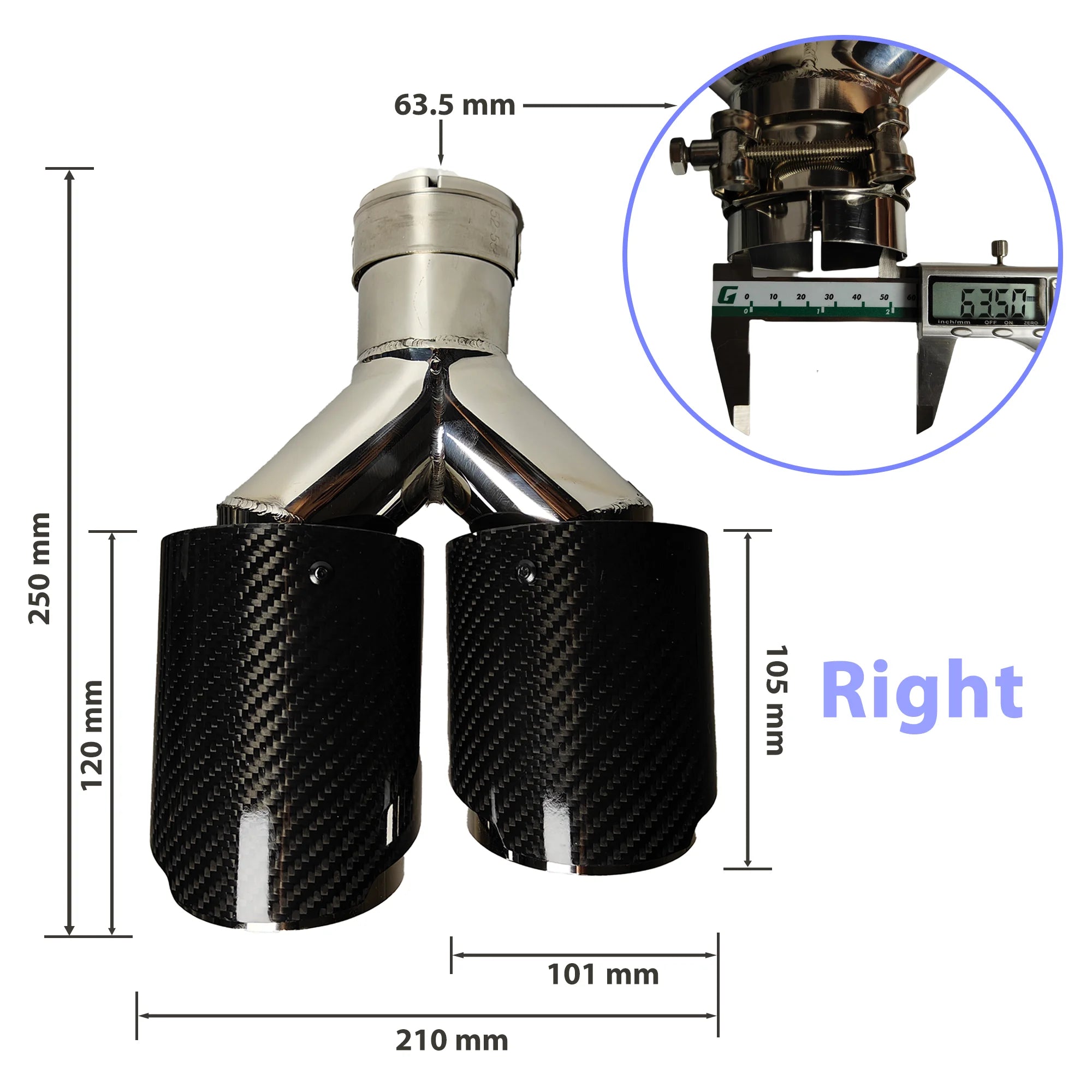 Cola de escape doble punta inox